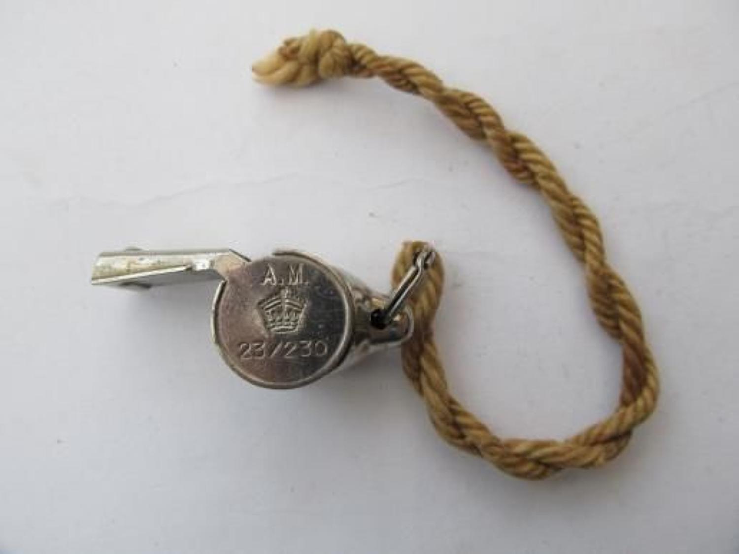 Original WW2 Royal Air Force Survival Whistle