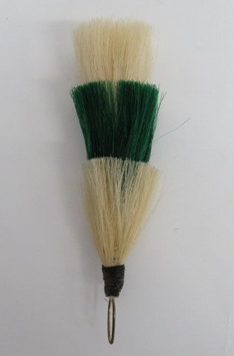 Green and White Horse hair Busby Plume
