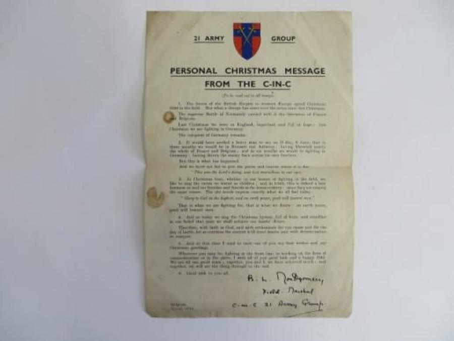 21st Army Group Montgomery Xmas 1944 Letter