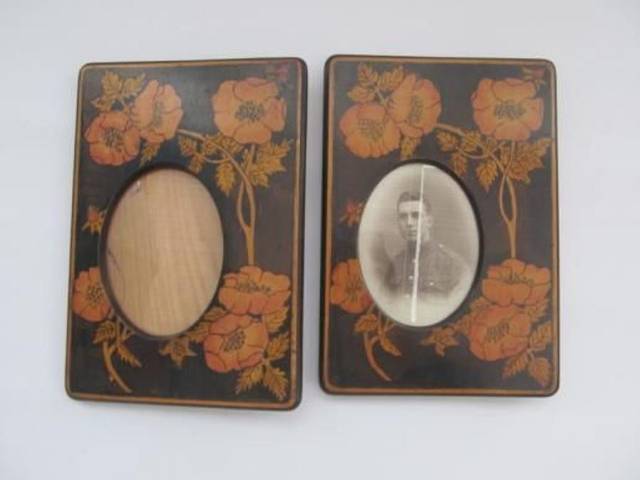 Pair of 1920's Poker Work Memorial Frames