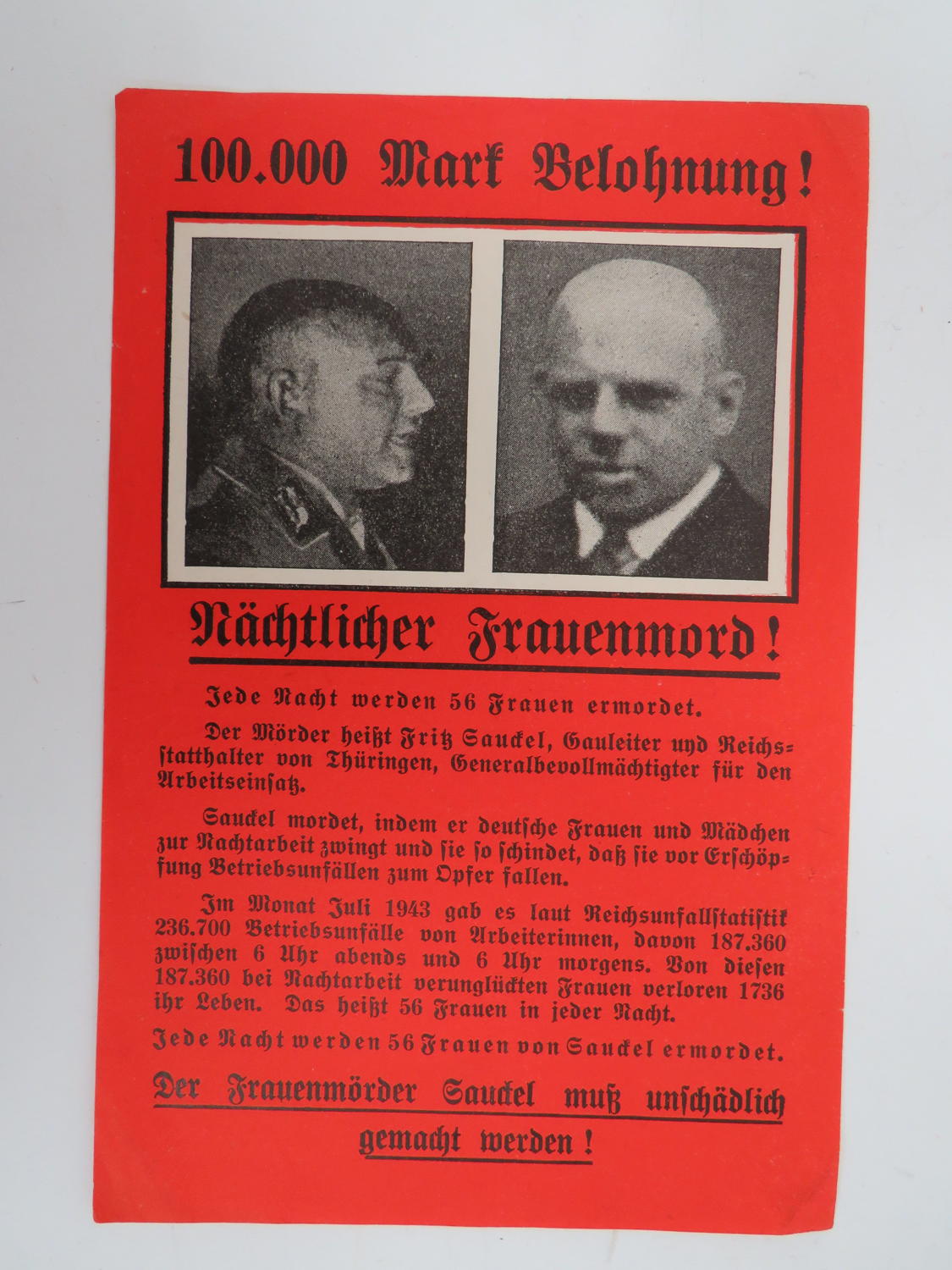 WW 2 Wanted Propaganda Drop Leaflet