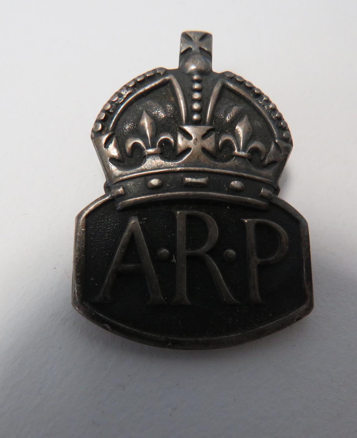 WW 2 Silver A.R.P Lapel Badge