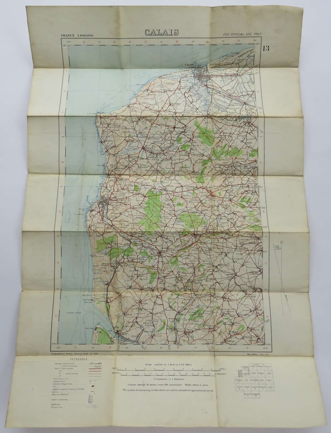 WW 1 Dated 1915 Calais Map