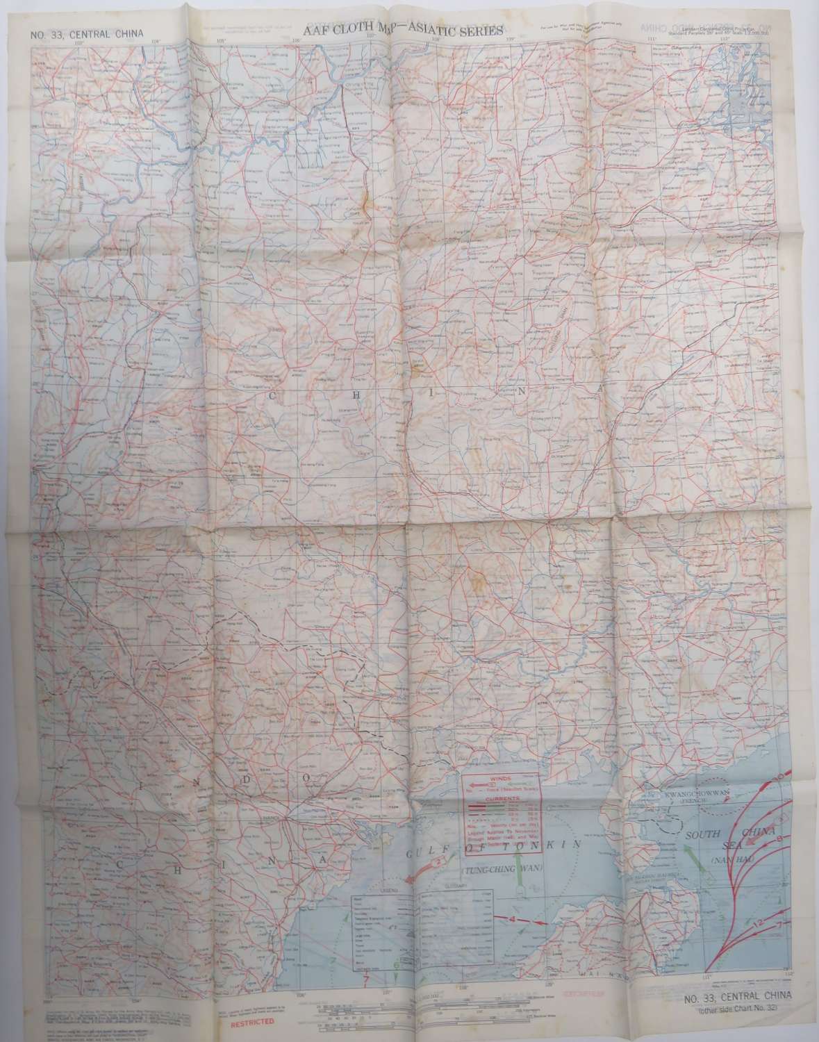 WW 2 Dated American A.A.F Escape Map of China