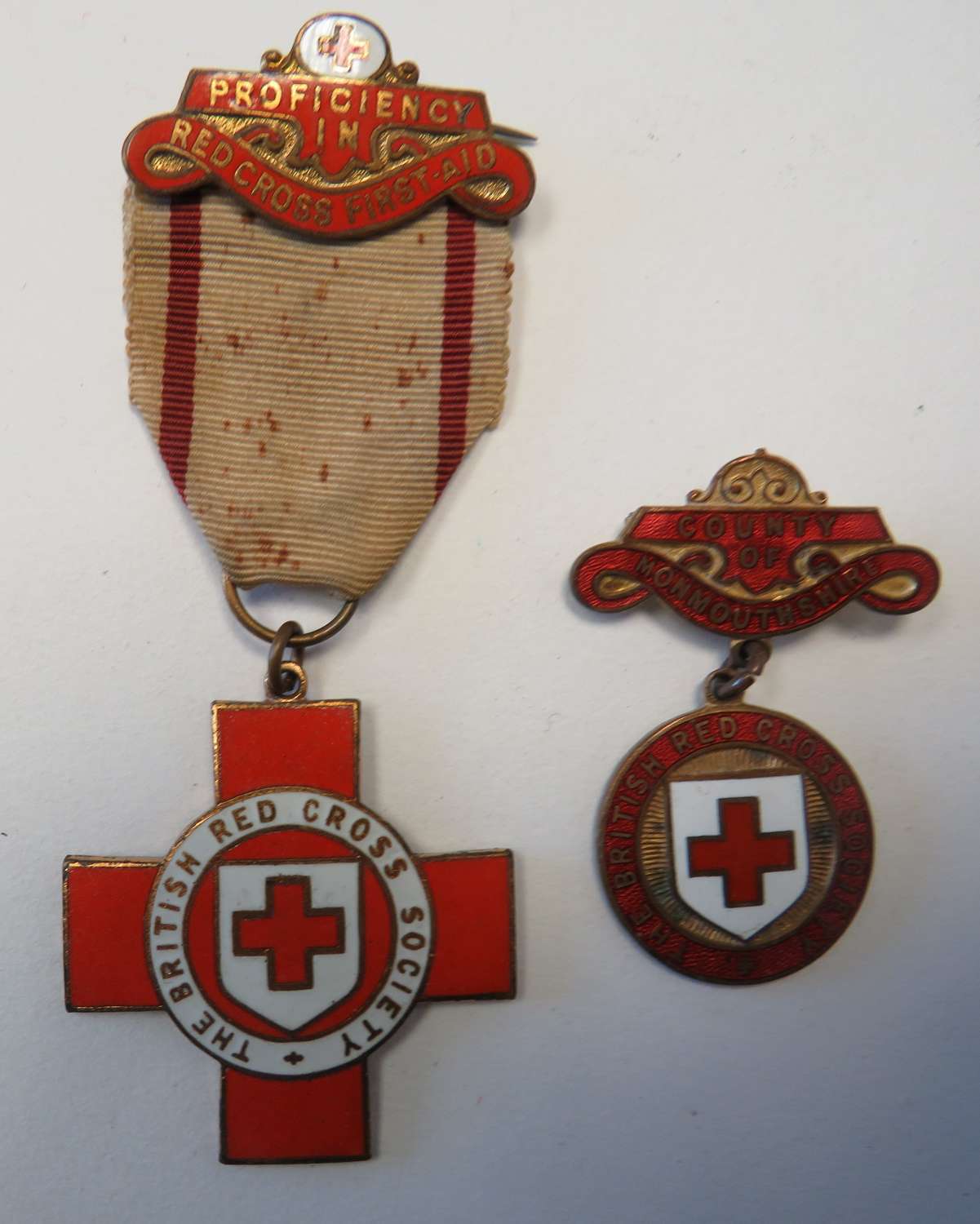 Red Cross Monmouthshire Breast Badge and First Aid Medal