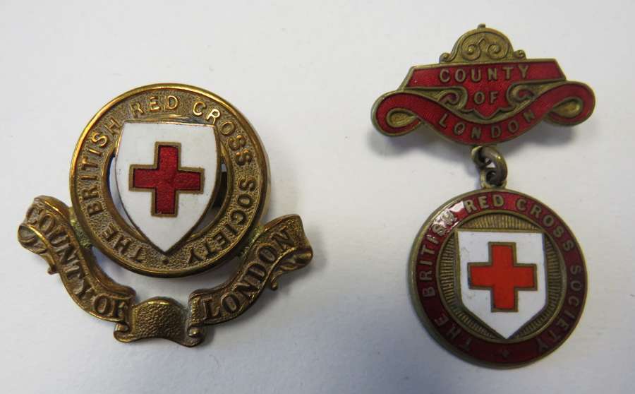 British Red Cross County of London Cap and Breast Badges