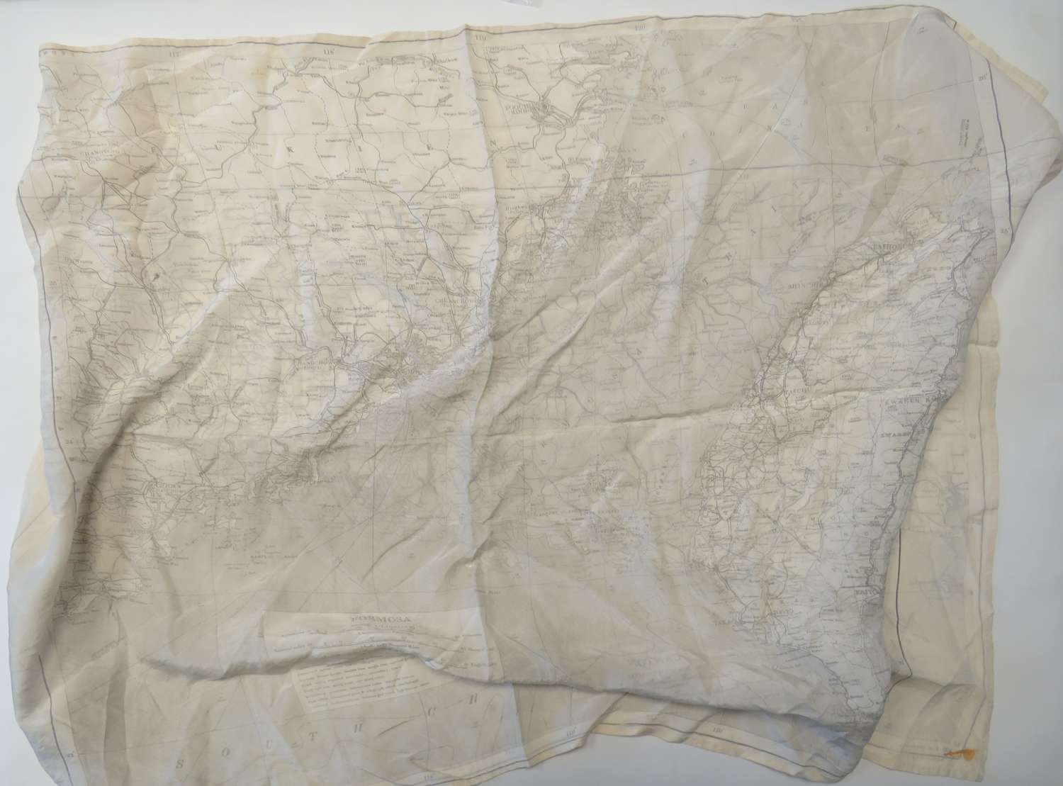 WW2 Dated R.A.F Silk Escape Map Covering Canton China
