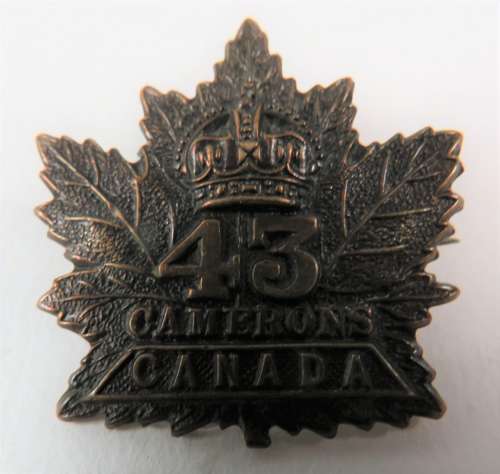 43rd Canadians Collar Badge