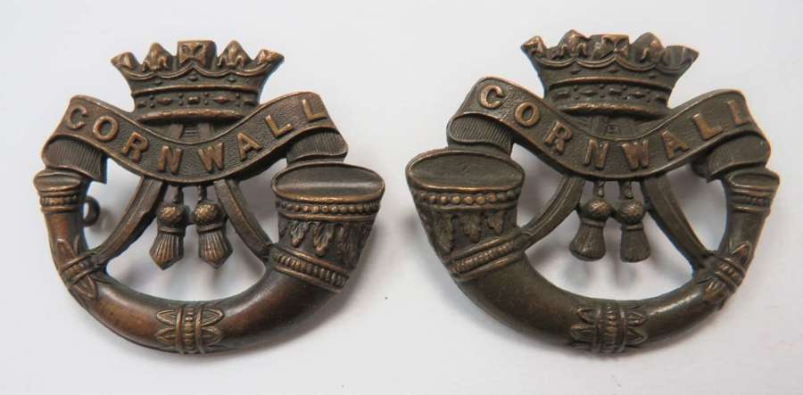 Pair of Cornwall Light Infantry Collar Badges