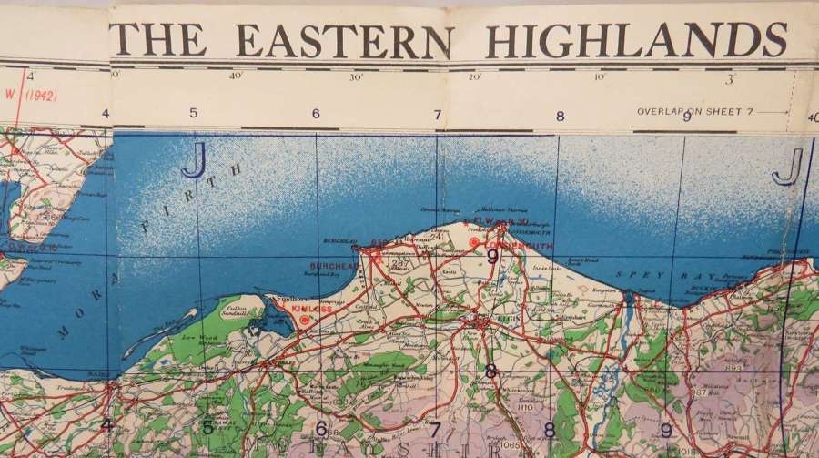 WW2 British Military / Air Map of The Eastern Highlands