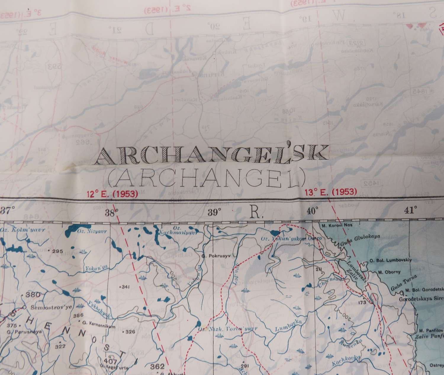 Cold War Silk Escape Map Covering Archangel Russia