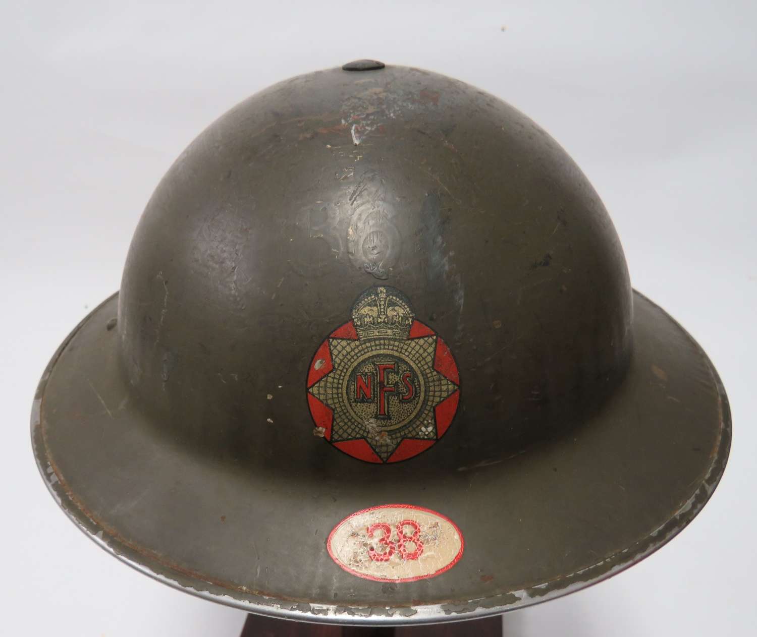 Rare 1939 Dated N.F.S Helmet with Earlier Ghost Fire Station Marks