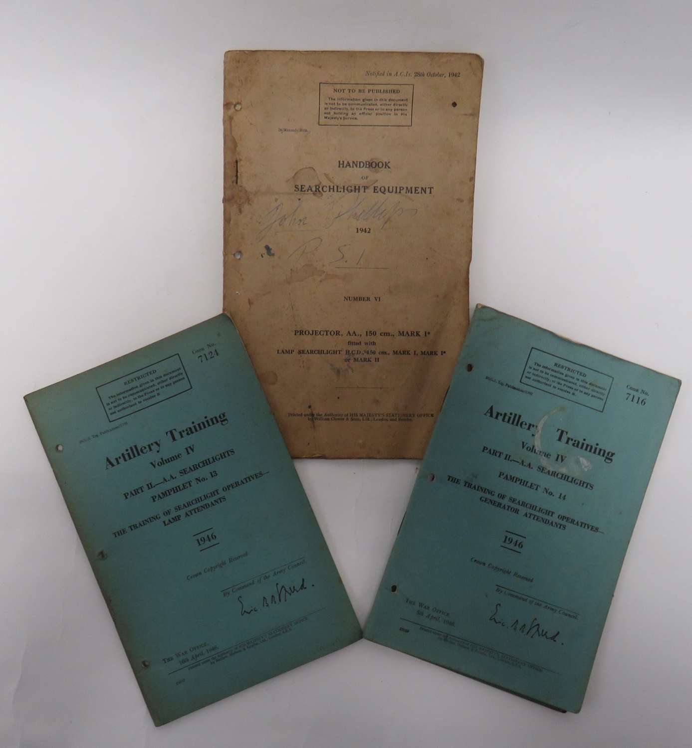 WW2 and Post War Searchlight Manuals