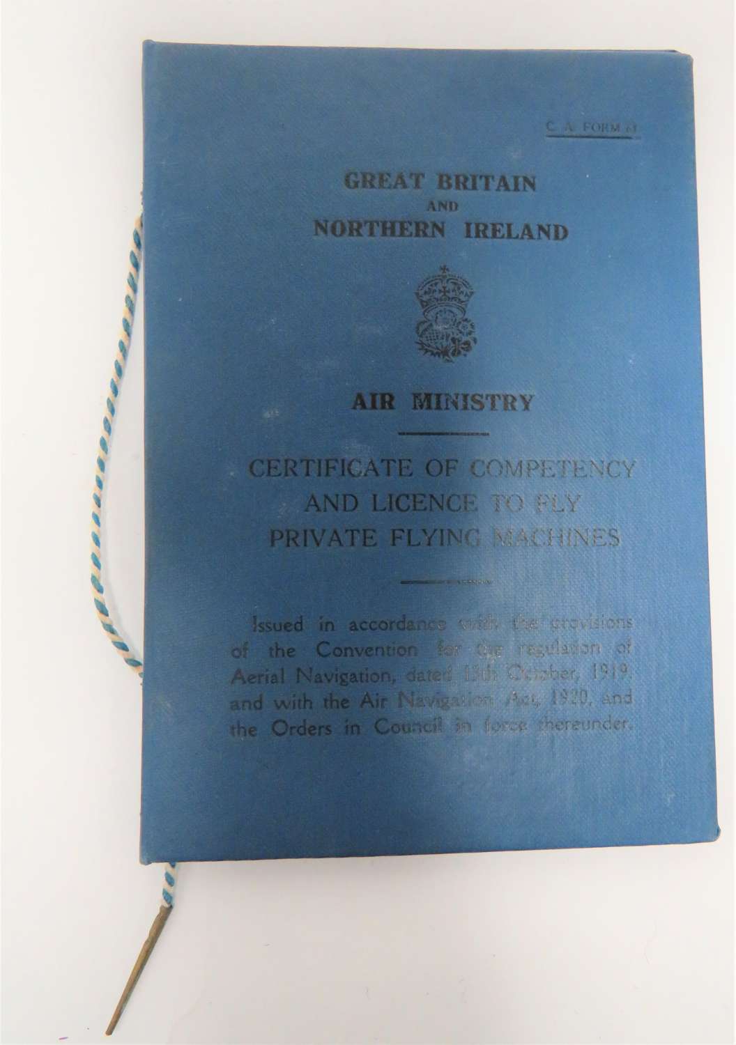 Scarce Interwar Pilots Flying Licence and Paperwork