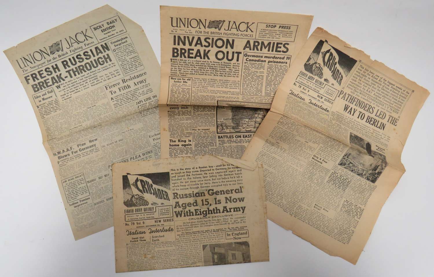 Four Various WW2 British Original Newspapers