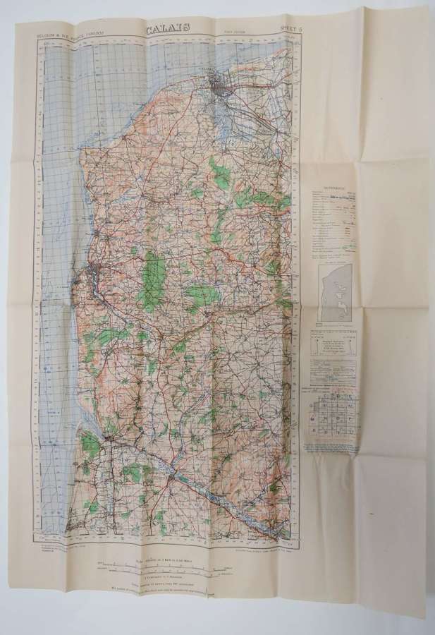 WW2 Dated 1944 Calais France Map