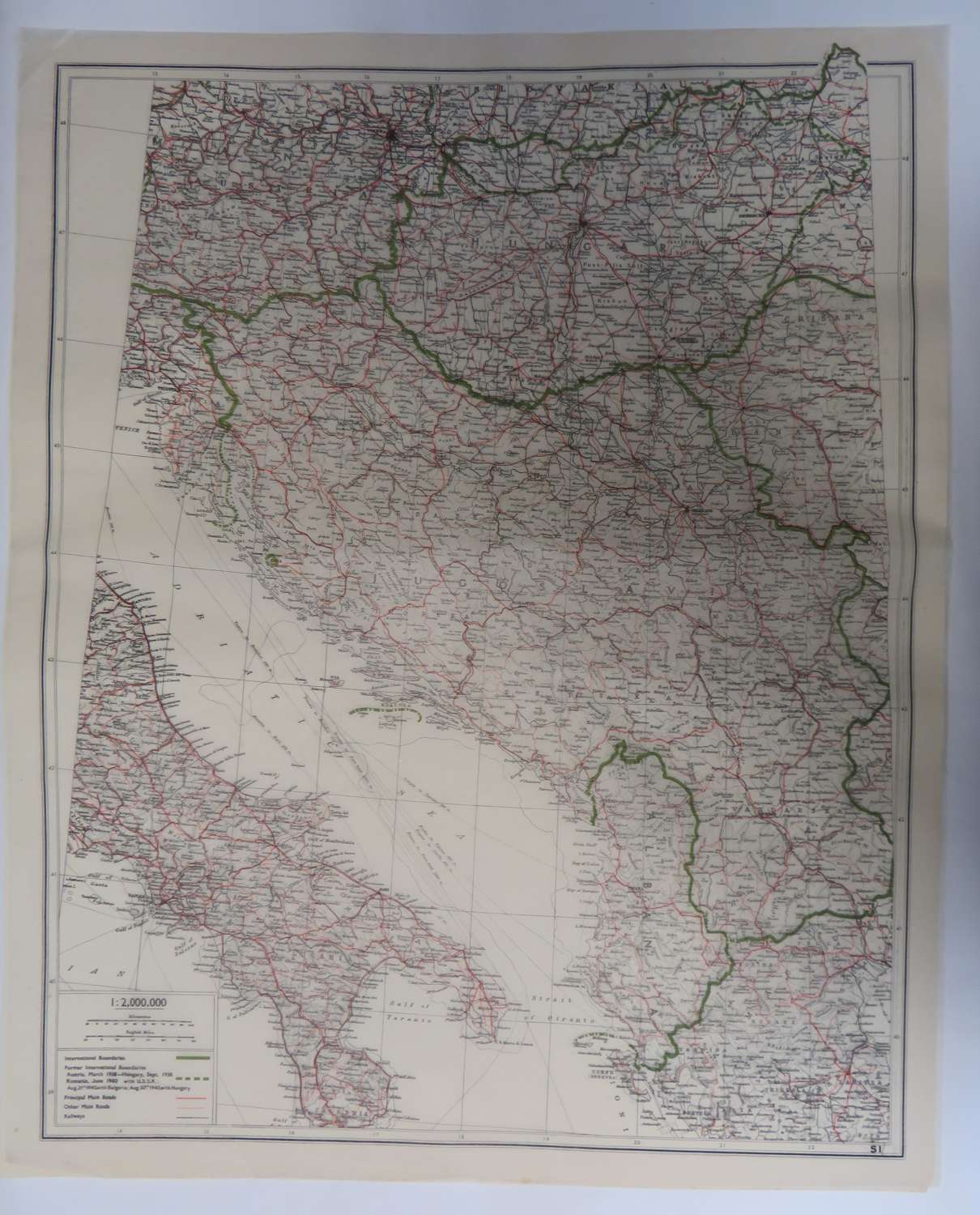 WW 2 Escape & Evasion Tissue Map of Italy & Yugoslavia