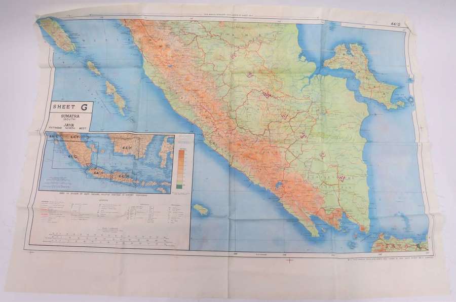 WW2 R.A.F Far East Double Sided Silk Map Of Borneo