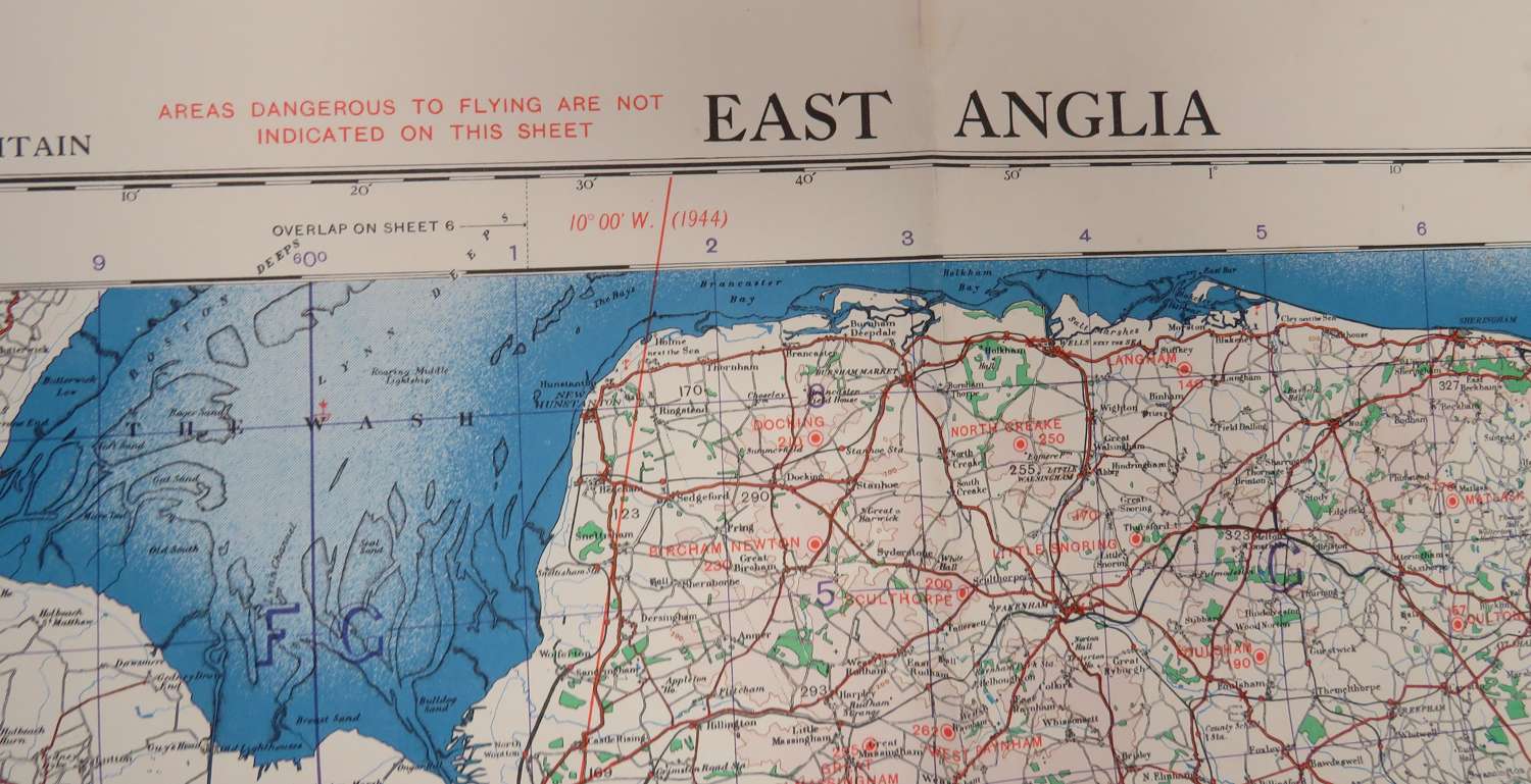 WW2 R.A.F Issue East Anglia Map