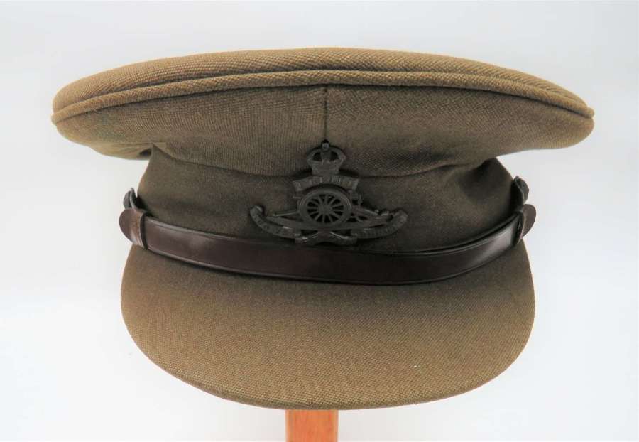 WW2 Royal Artillery Officers Service Dress Cap . Good Size