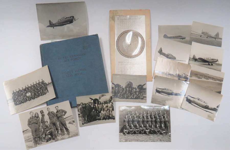 WW2 R.A.F Pilots Flying Log Book and Photographs