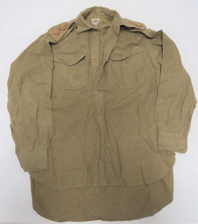WW 2 Army Officers Half Fastened Front Bush Shirt