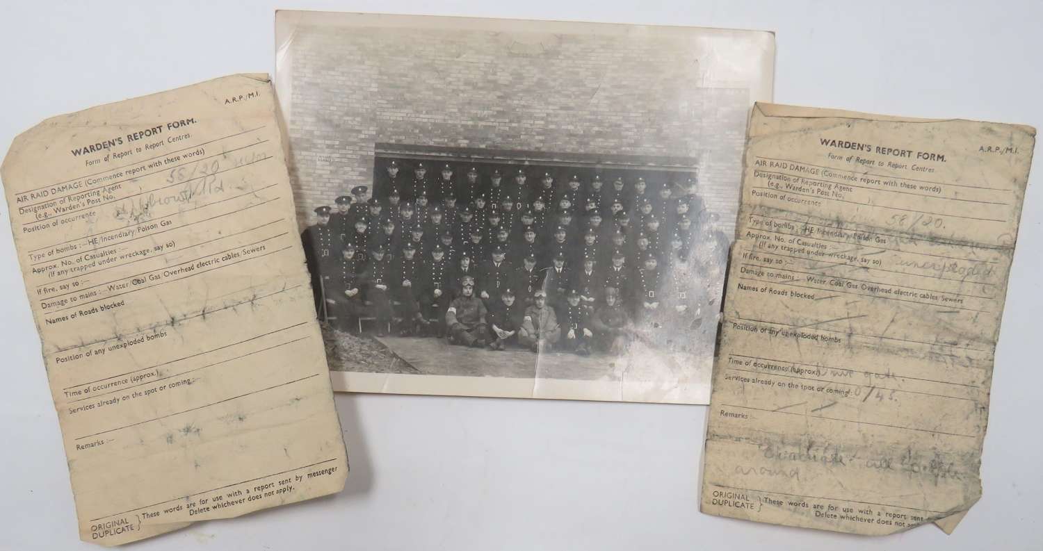 WW2 A.R.P Reports and Group Photograph
