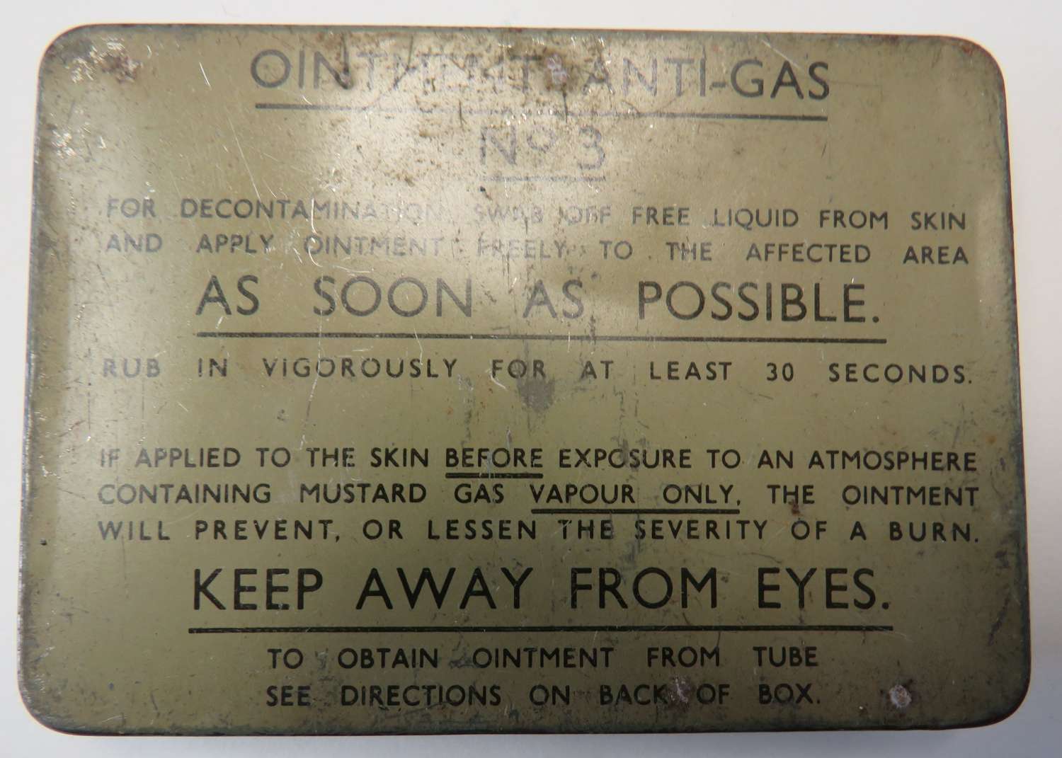 WW2 Ointment Anti- Gas Complete Tin