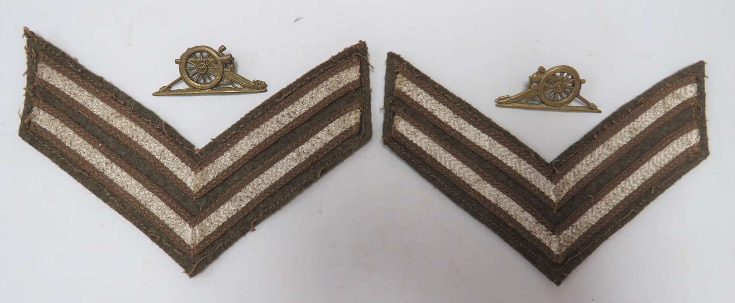 Pair of Artillery Corporal Stripes and Field Guns