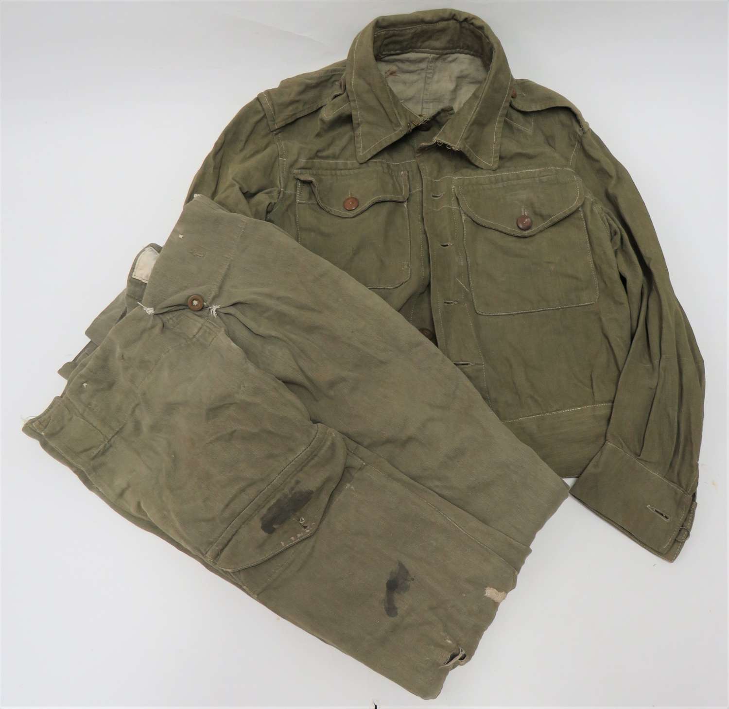 1950s British Military Denim Working Dress Battledress and Trousers