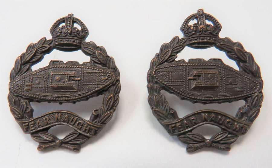 Pair of Officers Royal Tank Regiment Collar Badges