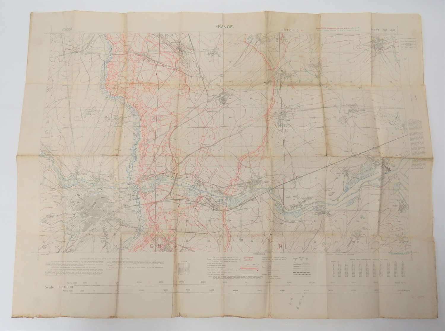 WW1 Trench Corrected Map Dated April 1917 of Arras France