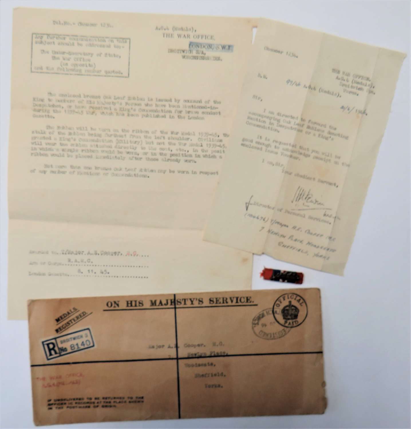 WW2 M.i.D Oakleaf and Qualification Letters