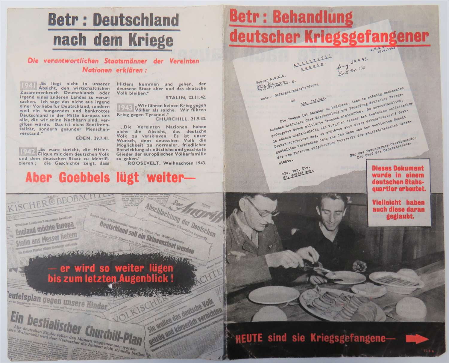 WW 2 Air Dropped German Propaganda Leaflet G4a