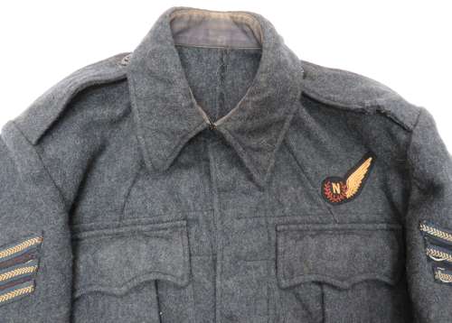 WW2 Original 1945 Dated R.A.F Aircrew Battledress Jacket and Field Service Cap