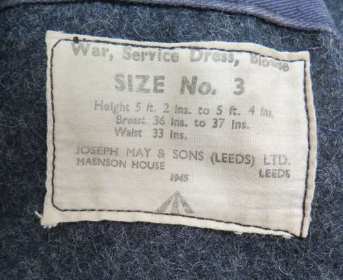 WW2 Original 1945 Dated R.A.F Aircrew Battledress Jacket and Field Service Cap