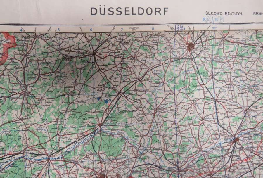 WW2 Army / Air Map Dusseldorf and the Surrounding Area