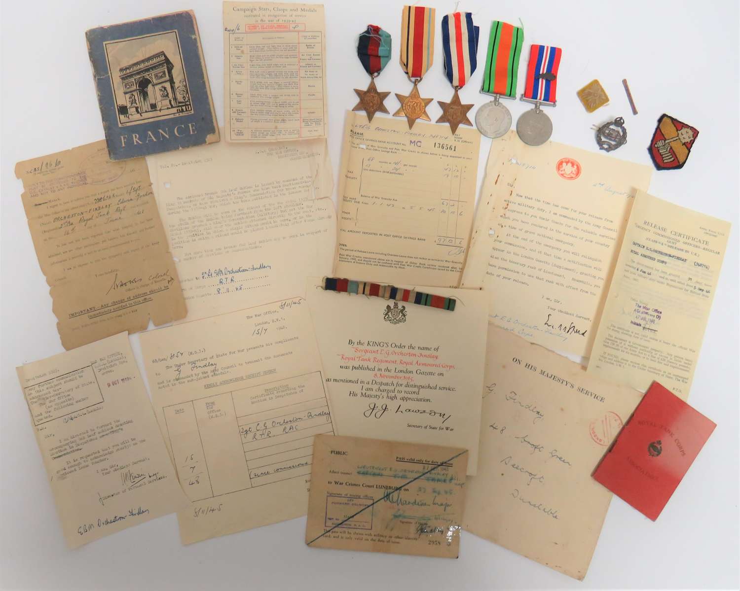 WW2 34th Armoured Brig Officers Paperwork and Associated Medal Group