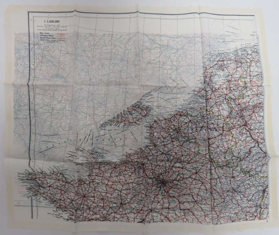 WW2 Air Crew / Special Forces Double Side Silk Map of France