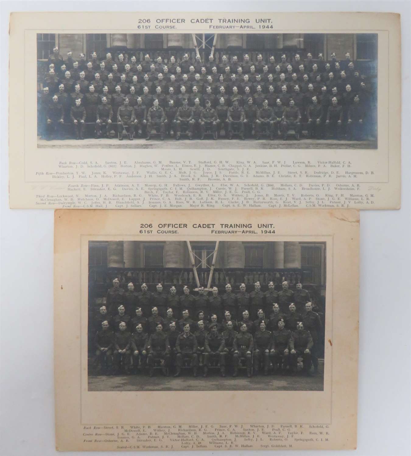 Pair of 206th Officer Cadet Training Unit 1944 Group Photographs