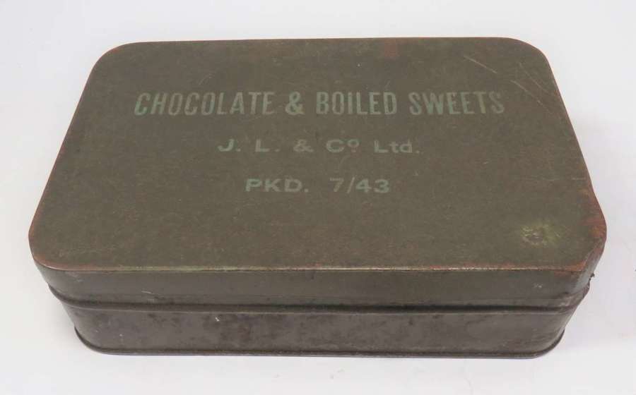 WW2 Issue Chocolate & Boiled Sweets Tin Dated 07/1943