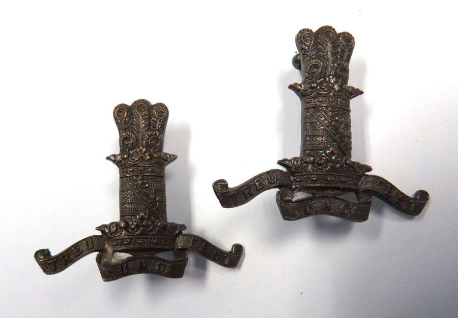 Pair of 11th Hussars Officers Collar Badges