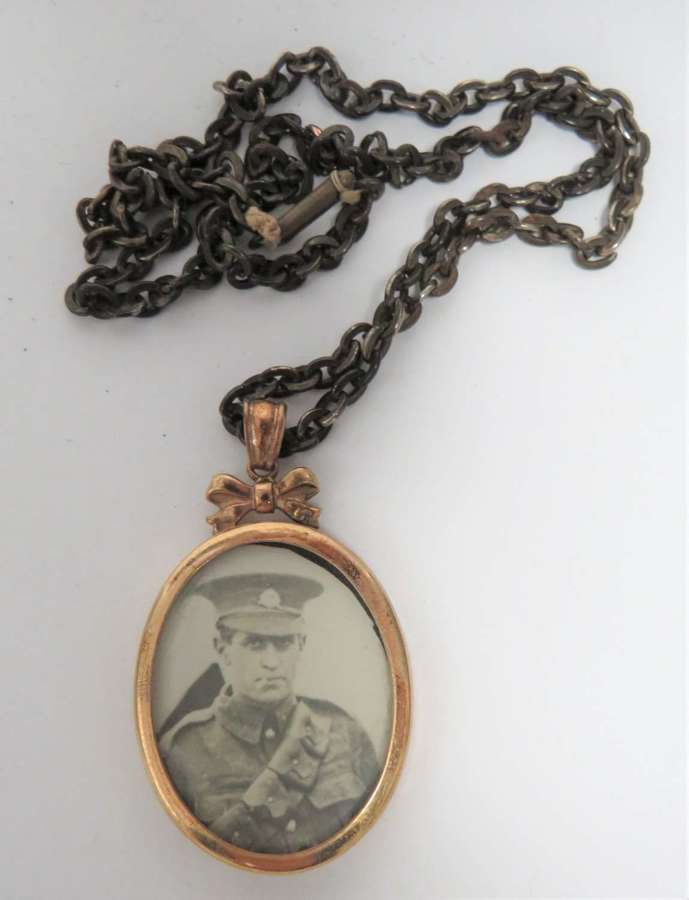 WWI Sweetheart Soldier Locket and Chain