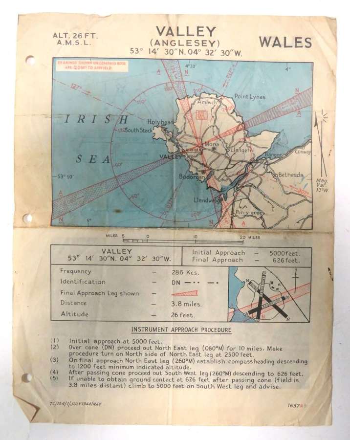 1944 Dated R.A.F Issue Map of Valley Airbase