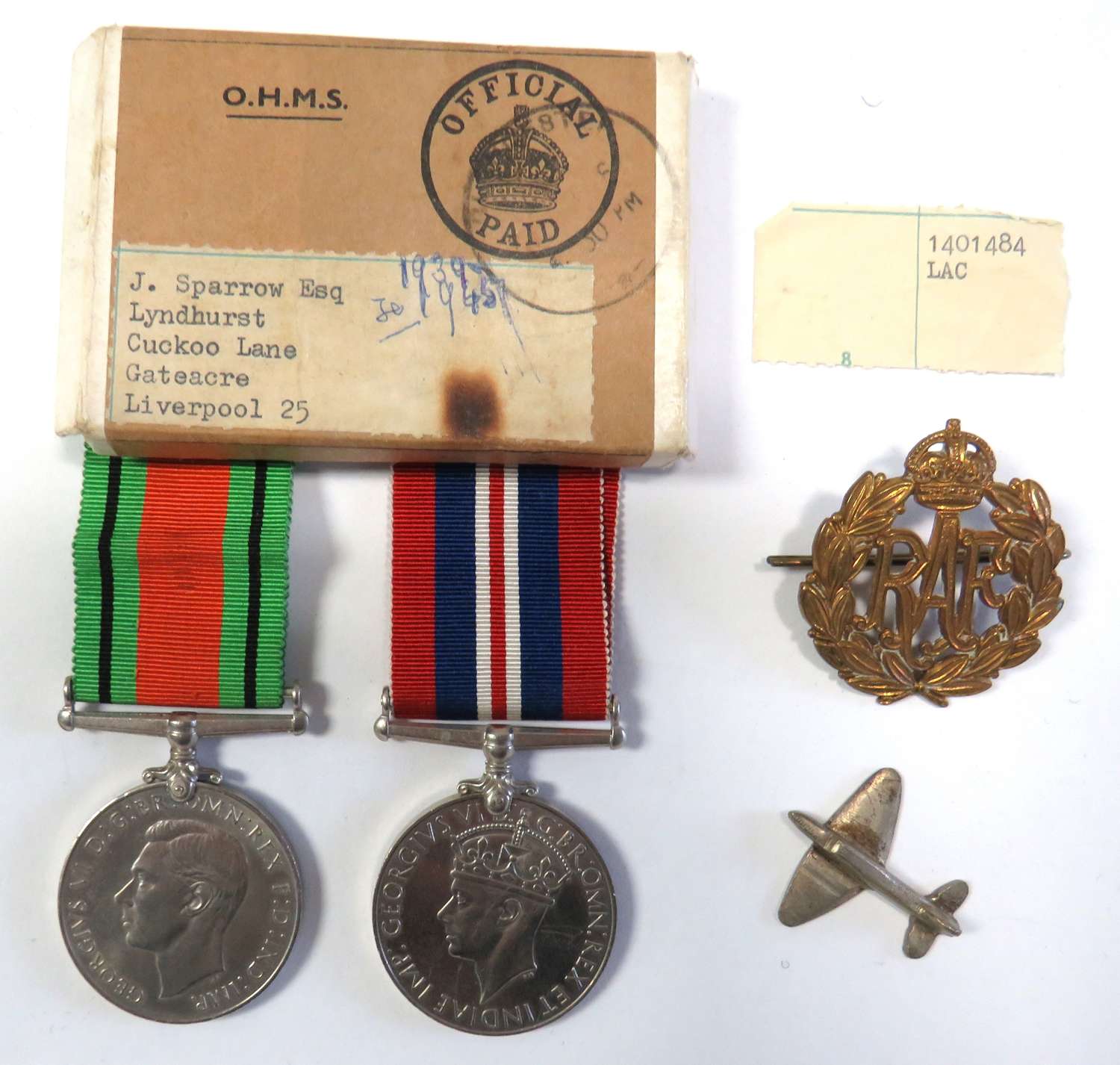 WW2 Royal Air Force Medal Pair and Badges