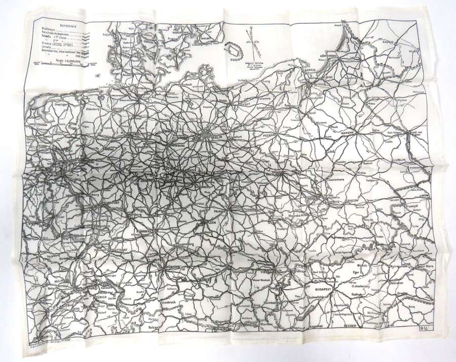 WW2 Air Crew / Special Forces / SOE Single Side Silk Map of Germany