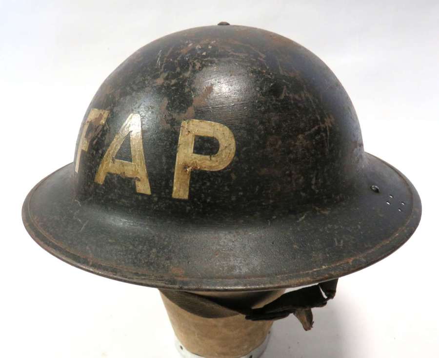 Early War Home Front "F.A.P" First Aid Party Steel Helmet