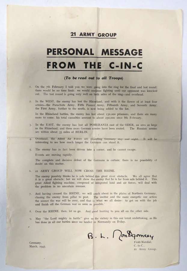 21st Army Group Montgomery Troops Message Sheet March 1945