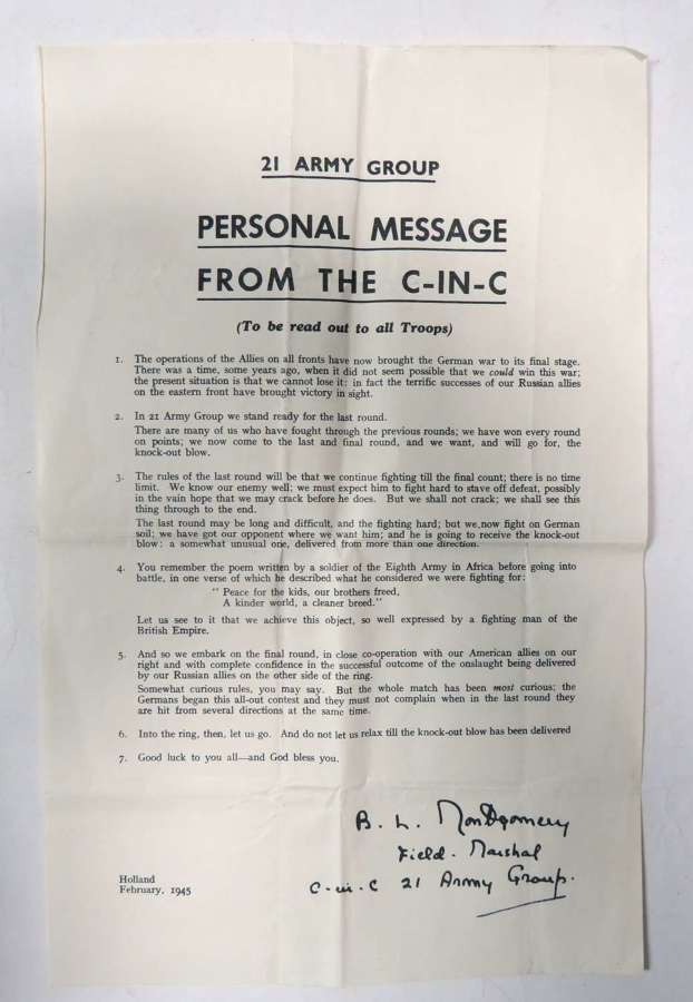 21st Army Group Montgomery Troops Message Sheet February 1945