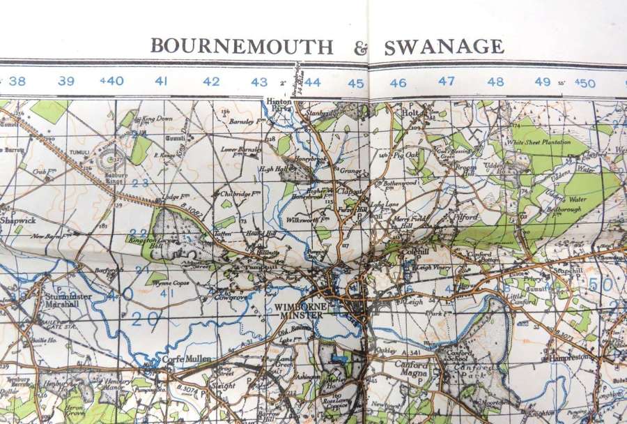 WW2 British Military Map of Bournemouth and Swanage
